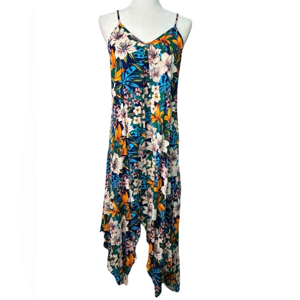 Chances R- Flowy Floral Print Handkerchief Maxi Summer Dress - Women's Size XL‎